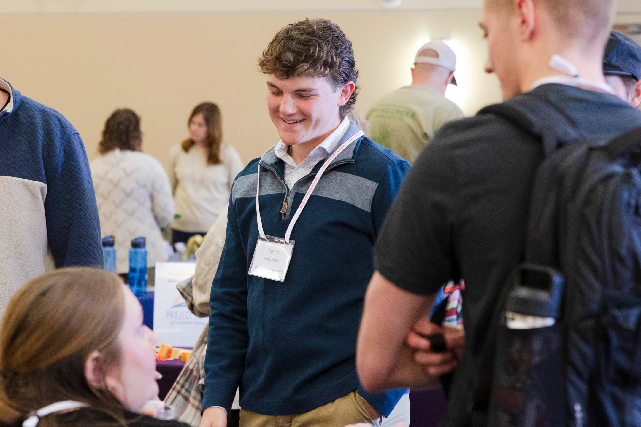 Students talk to employers at the Spring Career Fair.