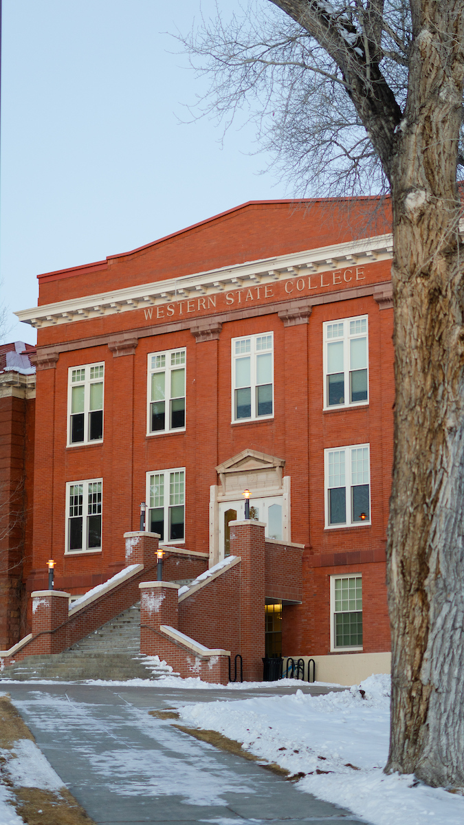 Taylor Hall in the winter.